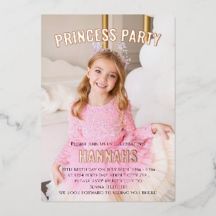 Invitación Con Relieve Metalizado Fiesta de princesa fotográfica moderna