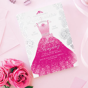 Invitación Con Relieve Metalizado Fiesta de Quinceanera