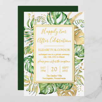 Invitación Con Relieve Metalizado Fiesta de Recepción de Boda sin Preámbulos Tropica
