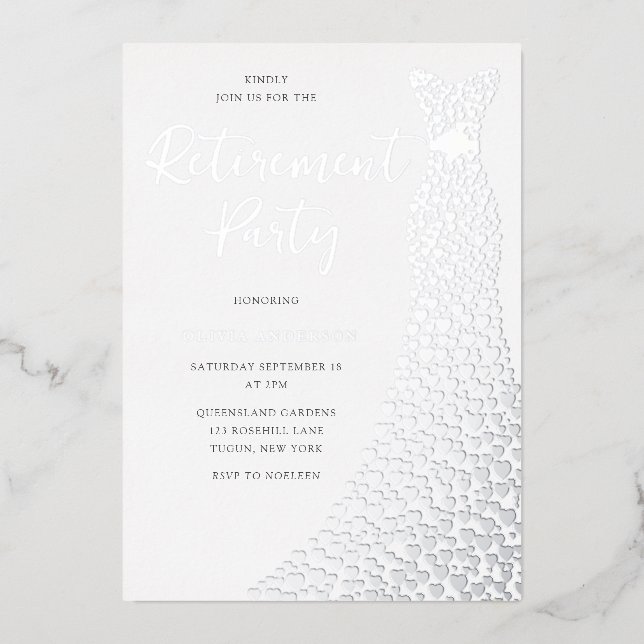 Invitación Con Relieve Metalizado Fiesta de retiro de vestimenta de Relieve metaliza (Anverso)