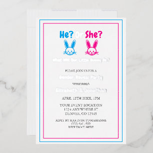 Invitación Con Relieve Metalizado Fiesta de revelación de género de Pascua