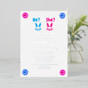 Invitación Con Relieve Metalizado Fiesta de revelación de género de Pascua