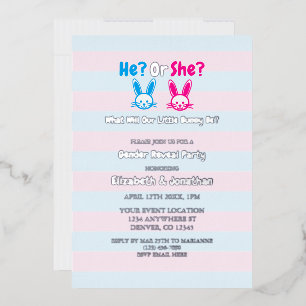 Invitación Con Relieve Metalizado Fiesta de revelación de género en Pascua