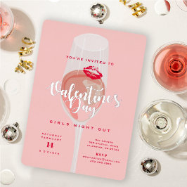 Invitación Con Relieve Metalizado Fiesta de San Valentín acuarela Rosé rosado