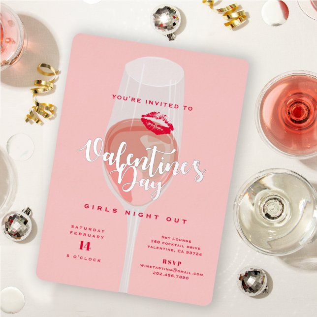 Invitación Con Relieve Metalizado Fiesta de San Valentín acuarela Rosé rosado (Subido por el creador)