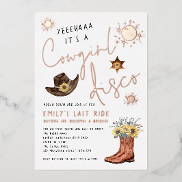 Invitación Con Relieve Metalizado Fiesta de Soltera Disco Vaquera Moderna Real