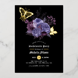 Invitación Con Relieve Metalizado Fiesta de soltera gótica de Halloween floral