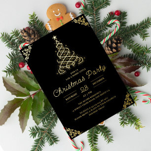Invitación Con Relieve Metalizado Fiesta de Twinkle Lamplight Moderno Navidades de f
