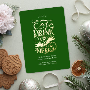 Invitación Con Relieve Metalizado Fiesta de vacaciones corporativas Comer Bebe Merry