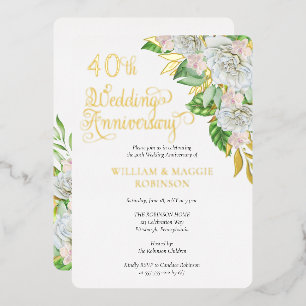 Invitación Con Relieve Metalizado Fiesta del 40 Aniversario de Boda de la Orquídea R