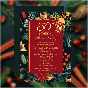 Invitación Con Relieve Metalizado Fiesta del 50 aniversario Boda de la floral de fes