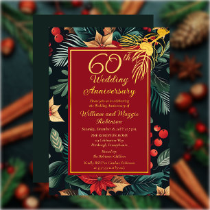 Invitación Con Relieve Metalizado Fiesta del 60º Aniversario de la floral de festivi