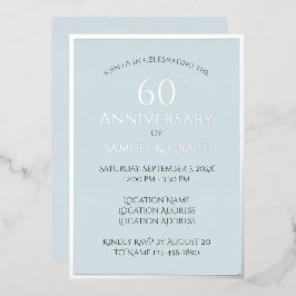 Invitación Con Relieve Metalizado Fiesta del 60° Aniversario del Boda de la Clásica 