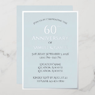 Invitación Con Relieve Metalizado Fiesta del 60° Aniversario del Boda de la Clásica 