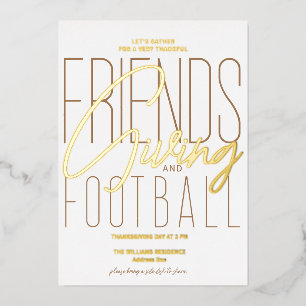 Invitación Con Relieve Metalizado Fiesta del Día de Acción de Gracias por el Fútbol