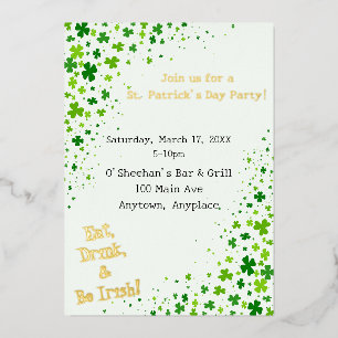 Invitación Con Relieve Metalizado Fiesta del Día de San Patricio