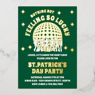 Invitación Con Relieve Metalizado Fiesta del Día de San Patricio con Suerte Verde
