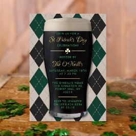 Invitación Con Relieve Metalizado Fiesta del Día de San Patricio Pinta de Guinness I