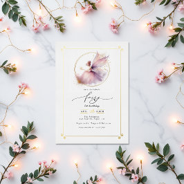 Invitación Con Relieve Metalizado Fiesta del primer cumpleaños de Fairy