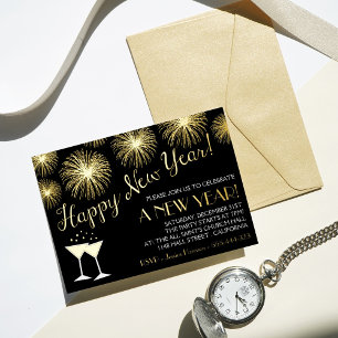 Invitación Con Relieve Metalizado Fiesta divertida y de moda para Nochevieja Real