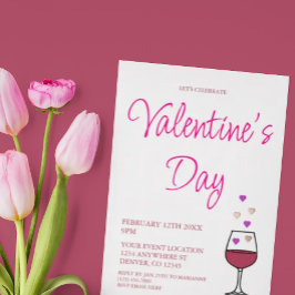Invitación Con Relieve Metalizado Fiesta El día de San Valentín de vino