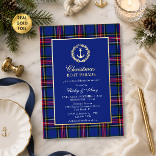 Invitación Con Relieve Metalizado Fiesta elegante de preppy de cuadros en el desfile