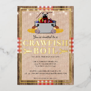 Invitación Con Relieve Metalizado Fiesta Familiar Anual de Hervido de Cangrejos de R
