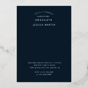 Invitación Con Relieve Metalizado fiesta fotográfico de graduación pandémica