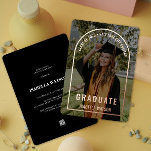 Invitación Con Relieve Metalizado Fiesta Grad de Moda de fotografía de arte moderno