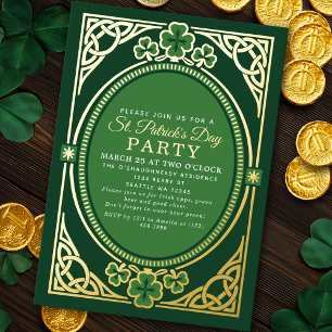 Invitación Con Relieve Metalizado Fiesta irlandesa celta del Día de San Patricio
