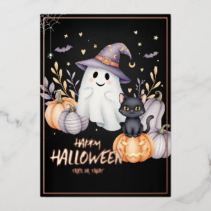 Invitación Con Relieve Metalizado Fiesta Mágica de Halloween