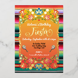 Invitación Con Relieve Metalizado Fiesta Mexicana Fiesta Cumpleaños