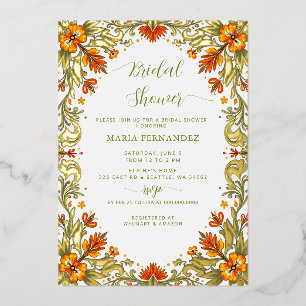 Invitación Con Relieve Metalizado Fiesta Mexicana Verde Talavera Despedida de Solter