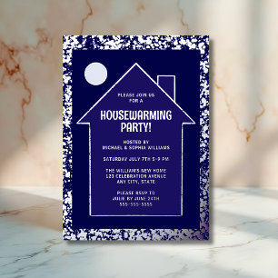 Invitación Con Relieve Metalizado Fiesta moderna de inauguración de casa Celebración