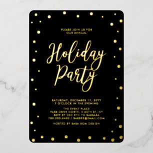 Invitación Con Relieve Metalizado Fiesta moderna de Navidad con tema dorado y negro