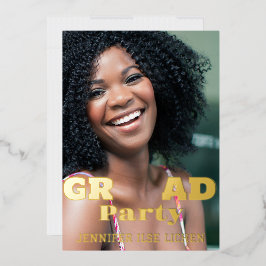 INVITACIÓN CON RELIEVE METALIZADO FIESTA MODERNO DE FOTO GRAD