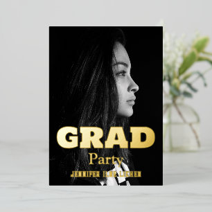 INVITACIÓN CON RELIEVE METALIZADO FIESTA MODERNO DE FOTO GRAD