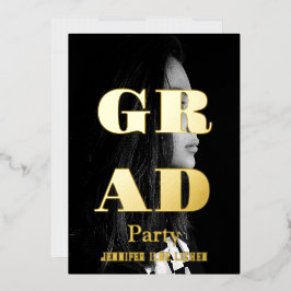 INVITACIÓN CON RELIEVE METALIZADO FIESTA MODERNO DE FOTO GRAD