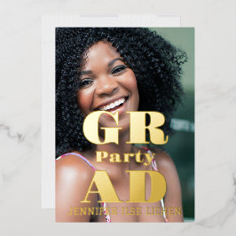 INVITACIÓN CON RELIEVE METALIZADO FIESTA MODERNO DE FOTO GRAD