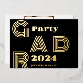 INVITACIÓN CON RELIEVE METALIZADO FIESTA MODERNO GOLD GRAD