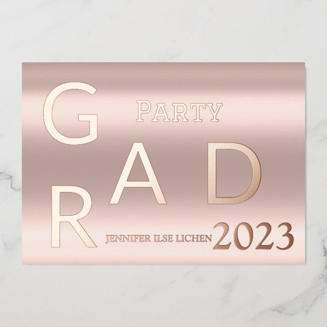 INVITACIÓN CON RELIEVE METALIZADO FIESTA MODERNO GRAD (Anverso)