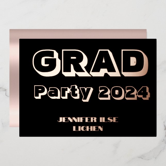 INVITACIÓN CON RELIEVE METALIZADO FIESTA MODERNO GRAD (Anverso/Reverso)