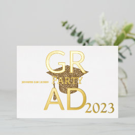 INVITACIÓN CON RELIEVE METALIZADO FIESTA MODERNO GRAD