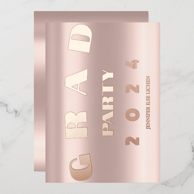 INVITACIÓN CON RELIEVE METALIZADO FIESTA MODERNO GRAD (Anverso/Reverso)