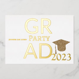 INVITACIÓN CON RELIEVE METALIZADO FIESTA MODERNO GRAD