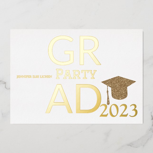 INVITACIÓN CON RELIEVE METALIZADO FIESTA MODERNO GRAD (Anverso)