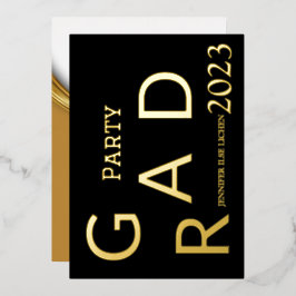 INVITACIÓN CON RELIEVE METALIZADO FIESTA MODERNO GRAD