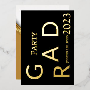 INVITACIÓN CON RELIEVE METALIZADO FIESTA MODERNO GRAD