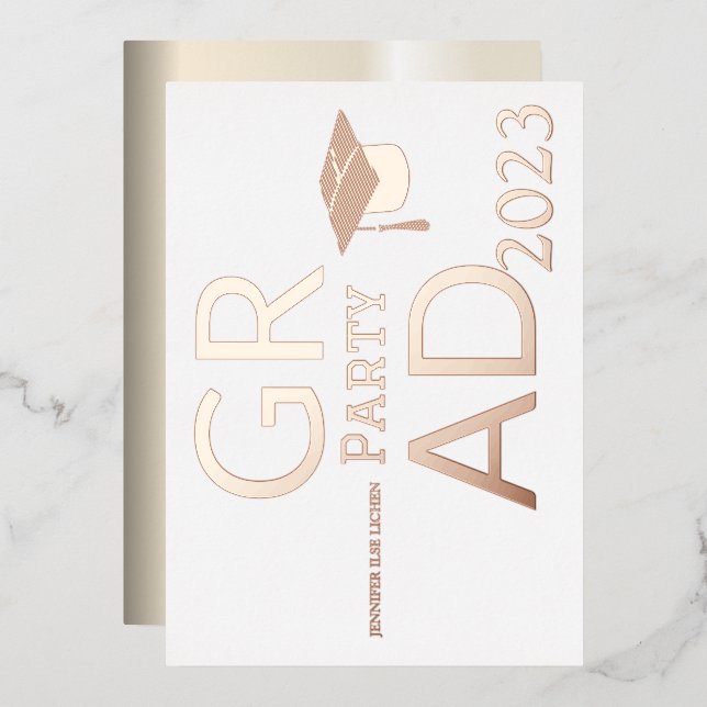 INVITACIÓN CON RELIEVE METALIZADO FIESTA MODERNO GRAD (Anverso/Reverso)