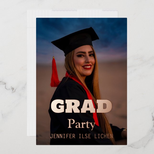 INVITACIÓN CON RELIEVE METALIZADO FIESTA MODERNO GRAD (Sobre)